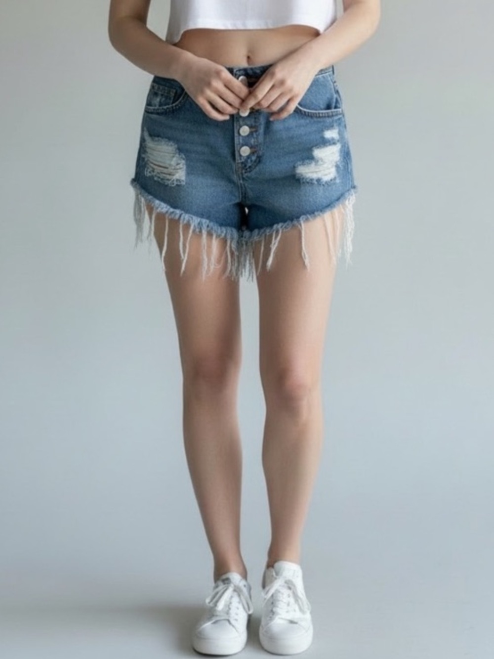 Signature Eight Light Blue Distressed Denim Shorts 🆕